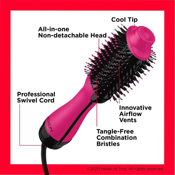 NWT REVLON One-Step Volumizer Original 1.0 Hair Dryer and Hot Air Brush, Pink - Picture 2 of 5